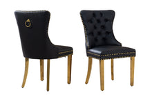 Load image into Gallery viewer, Set of 2 - Alsea Velvet & Polished Steel Dining Chairs Upholstered Tufted Stud Trim and Ring