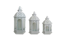 Load image into Gallery viewer, White Metal Lantern - Set of 3