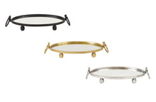 Load image into Gallery viewer, Eliza Rectangle Iron Mirror Tray with Handles - Black/Gold/Silver - 4 Sizes Available
