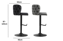 Load image into Gallery viewer, Lara Tufted Height Adjustable Swivel Bar Stools - 2 Seat Colour & 3 Base Colour Options Available