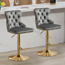 Load image into Gallery viewer, Set of 2 - Sahara Tufted Height Adjustable Swivel Bar Stools with Footrest - 2 Colours Available