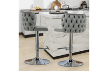 Load image into Gallery viewer, Lara Tufted Height Adjustable Swivel Bar Stools - 2 Seat Colour & 3 Base Colour Options Available