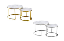 Load image into Gallery viewer, Layla Nesting Coffee Table Set - Silver / Gold Frame - 2 Sizes Available