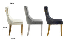Load image into Gallery viewer, Set of 2 - Alsea Velvet & Polished Steel Dining Chairs Upholstered Tufted Stud Trim and Ring