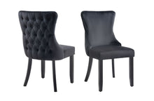 Load image into Gallery viewer, Set of 2 - Paris Velvet & Black Rubberwood Upholstered Dining Chairs Tufted Back