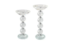Load image into Gallery viewer, Round Crystal Clear Candle Holder Pillar - 2 Sizes Available