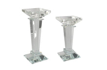 Load image into Gallery viewer, Square Crystal Clear Candle Holder Pillar - 2 Sizes Available
