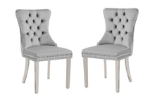 Load image into Gallery viewer, Set of 2 - Alsea Velvet & Polished Steel Dining Chairs Upholstered Tufted Stud Trim and Ring
