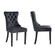 Load image into Gallery viewer, Set of 2 - Alsea Velvet & Rubberwood Dining Chairs Upholstered Tufted Stud Trim and Ring
