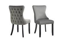 Load image into Gallery viewer, Set of 2 - Paris Velvet & Black Rubberwood Upholstered Dining Chairs Tufted Back