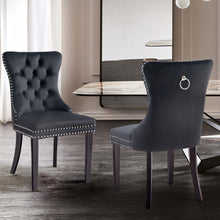 Load image into Gallery viewer, Set of 2 - Alsea Velvet & Rubberwood Dining Chairs Upholstered Tufted Stud Trim and Ring