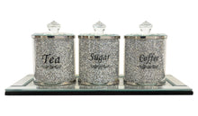 Load image into Gallery viewer, Crystal Sugar, Coffee, Tea Canister with Mirrored Tray