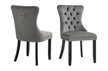 Load image into Gallery viewer, Set of 2 - Alsea Velvet & Rubberwood Dining Chairs Upholstered Tufted Stud Trim and Ring