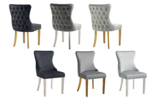 Load image into Gallery viewer, Set of 2 - Paris Velvet & Polished Steel Upholstered Dining Chairs Tufted Back