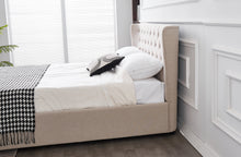 Load image into Gallery viewer, CLEARANCE - Cambridge Linen Tufted Bed - KING SIZE ONLY - Tan Beige