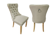 Load image into Gallery viewer, CLEARANCE - Set of 2 - Alsea BEIGE Velvet & Rubberwood Dining Chairs Upholstered Tufted Stud Trim and Ring