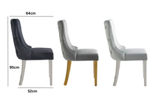 Load image into Gallery viewer, Set of 2 - Paris Velvet & Polished Steel Upholstered Dining Chairs Tufted Back