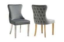 Load image into Gallery viewer, Set of 2 - Paris Velvet & Polished Steel Upholstered Dining Chairs Tufted Back