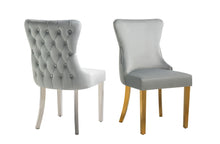 Load image into Gallery viewer, Set of 2 - Paris Velvet & Polished Steel Upholstered Dining Chairs Tufted Back