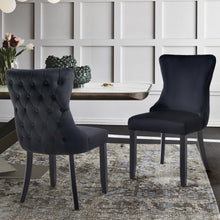 Load image into Gallery viewer, Set of 2 - Paris Velvet & Black Rubberwood Upholstered Dining Chairs Tufted Back