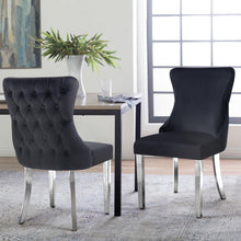 Load image into Gallery viewer, Set of 2 - Paris Velvet & Polished Steel Upholstered Dining Chairs Tufted Back