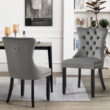 Load image into Gallery viewer, Set of 2 - Alsea Velvet & Rubberwood Dining Chairs Upholstered Tufted Stud Trim and Ring