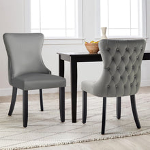 Load image into Gallery viewer, Set of 2 - Paris Velvet & Black Rubberwood Upholstered Dining Chairs Tufted Back