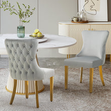 Load image into Gallery viewer, Set of 2 - Paris Velvet & Polished Steel Upholstered Dining Chairs Tufted Back