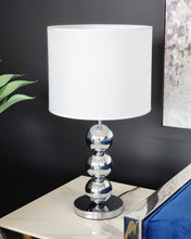Load image into Gallery viewer, Beth Table Lamp - Silver Base with White Lamp Shade