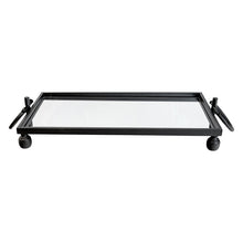 Load image into Gallery viewer, Eliza Rectangle Iron Mirror Tray with Handles - Black/Gold/Silver - 4 Sizes Available