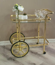 Load image into Gallery viewer, Gold Glass Trolley With Clear Rect - Furniture and Giftware