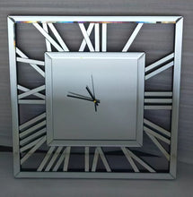 Load image into Gallery viewer, CLEARANCE - Decorative silver mirrored clock - 60cm