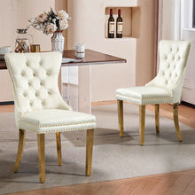 Load image into Gallery viewer, Set of 2 - Alsea Velvet & Polished Steel Dining Chairs Upholstered Tufted Stud Trim and Ring
