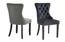 Load image into Gallery viewer, Set of 2 - Alsea Velvet & Rubberwood Dining Chairs Upholstered Tufted Stud Trim and Ring