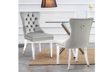 Load image into Gallery viewer, Set of 2 - Alsea Velvet & Polished Steel Dining Chairs Upholstered Tufted Stud Trim and Ring