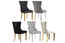 Load image into Gallery viewer, Set of 2 - Alsea Velvet & Polished Steel Dining Chairs Upholstered Tufted Stud Trim and Ring