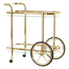Load image into Gallery viewer, Gold Glass Trolley With Clear Rect - Furniture and Giftware