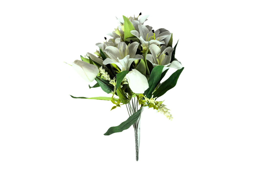 Artificial Lily/Tulip Bunch 36cm – White