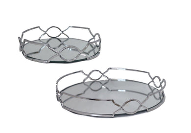Silver Mirror Round Tray - Set of 2 - Furniture and Giftware 