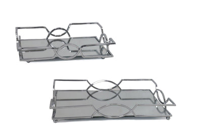 Silver Mirror Rectangle Tray - Set of 2 - Furniture and Giftware 