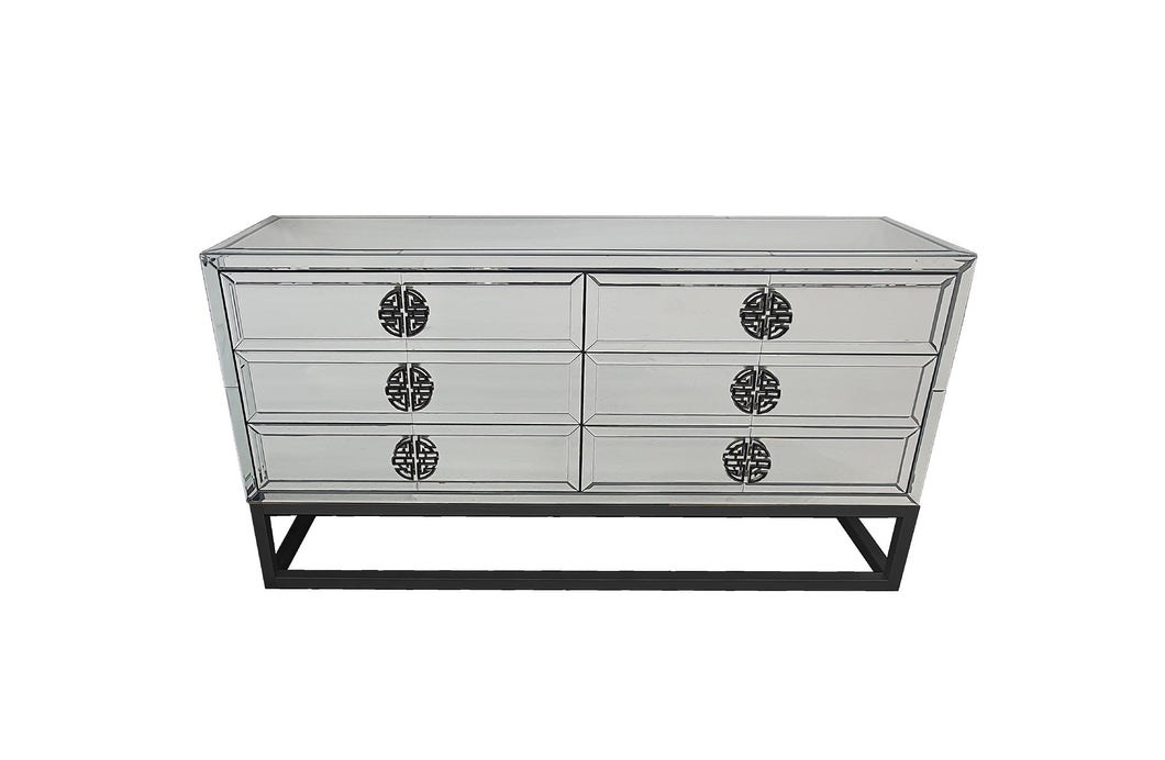 CLEARANCE - Athens Mirrored Dresser Table - Black