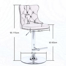 Load image into Gallery viewer, 2x Height Adjustable Swivel Bar Stool Velvet Stud Barstool with Footrest and Chromed Base- Gray
