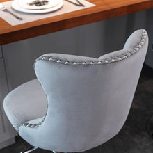 Load image into Gallery viewer, 2x Height Adjustable Swivel Bar Stool Velvet Stud Barstool with Footrest and Chromed Base- Gray
