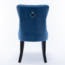 Load image into Gallery viewer, 2x Velvet Dining Chairs Upholstered Tufted Kithcen Chair with Solid Wood Legs Stud Trim and Ring-Blue
