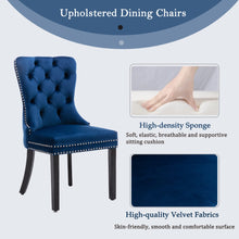 Load image into Gallery viewer, 2x Velvet Dining Chairs Upholstered Tufted Kithcen Chair with Solid Wood Legs Stud Trim and Ring-Blue
