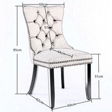 Load image into Gallery viewer, 2x Velvet Dining Chairs Upholstered Tufted Kithcen Chair with Solid Wood Legs Stud Trim and Ring-Blue
