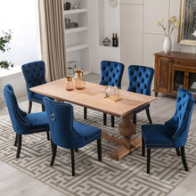 Load image into Gallery viewer, 2x Velvet Dining Chairs Upholstered Tufted Kithcen Chair with Solid Wood Legs Stud Trim and Ring-Blue
