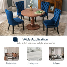 Load image into Gallery viewer, 2x Velvet Dining Chairs Upholstered Tufted Kithcen Chair with Solid Wood Legs Stud Trim and Ring-Blue
