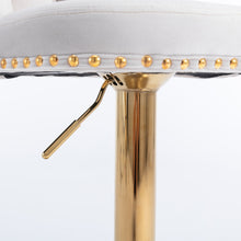 Load image into Gallery viewer, 2x Height Adjustable Swivel Bar Stool Velvet Studs Barstool with Footrest and Golden Base- Beige
