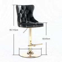 Load image into Gallery viewer, 2x Height Adjustable Swivel Bar Stool Velvet Studs Barstool with Footrest and Golden Base- Beige
